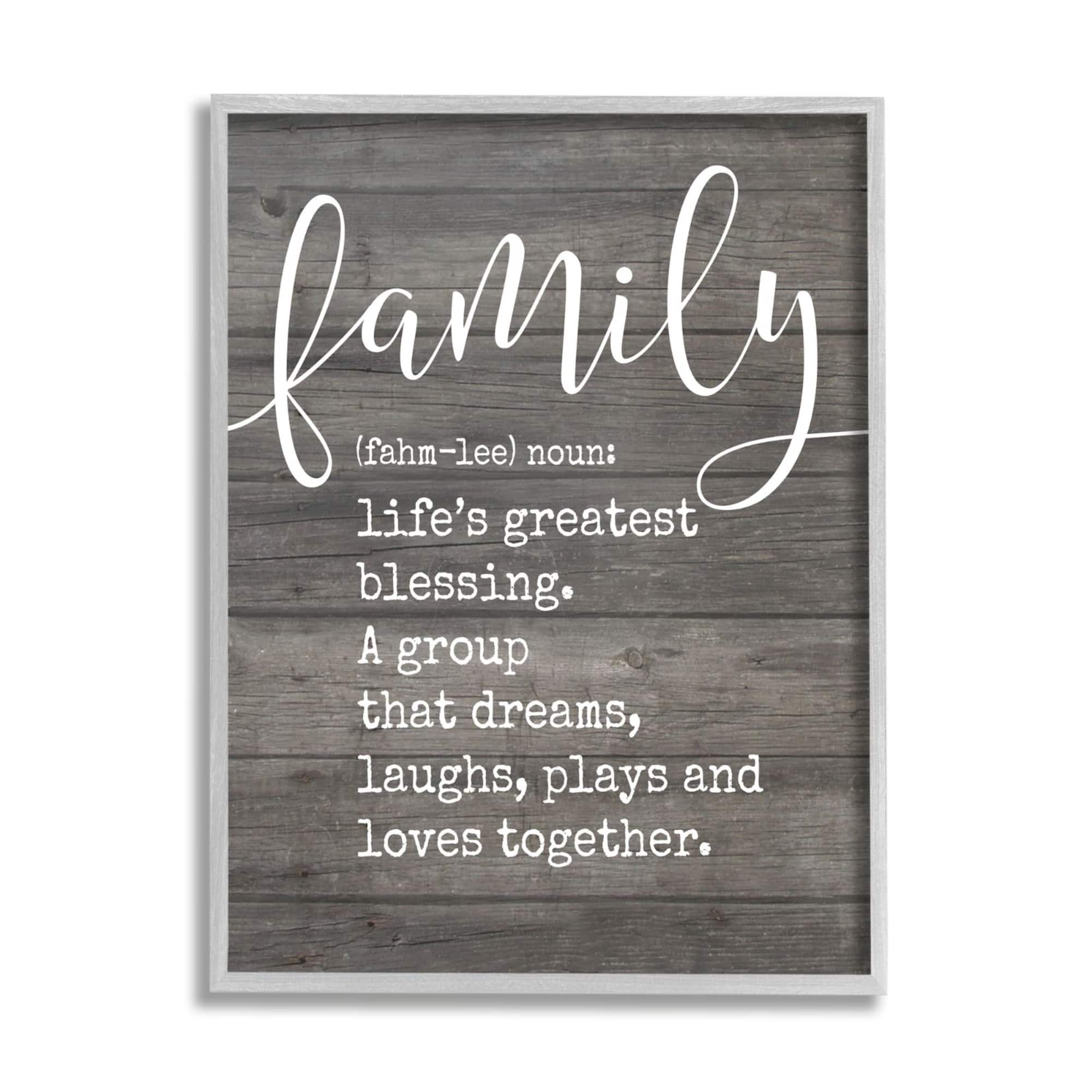 Stupell Industries Family Definition Planked Framed Wall Art